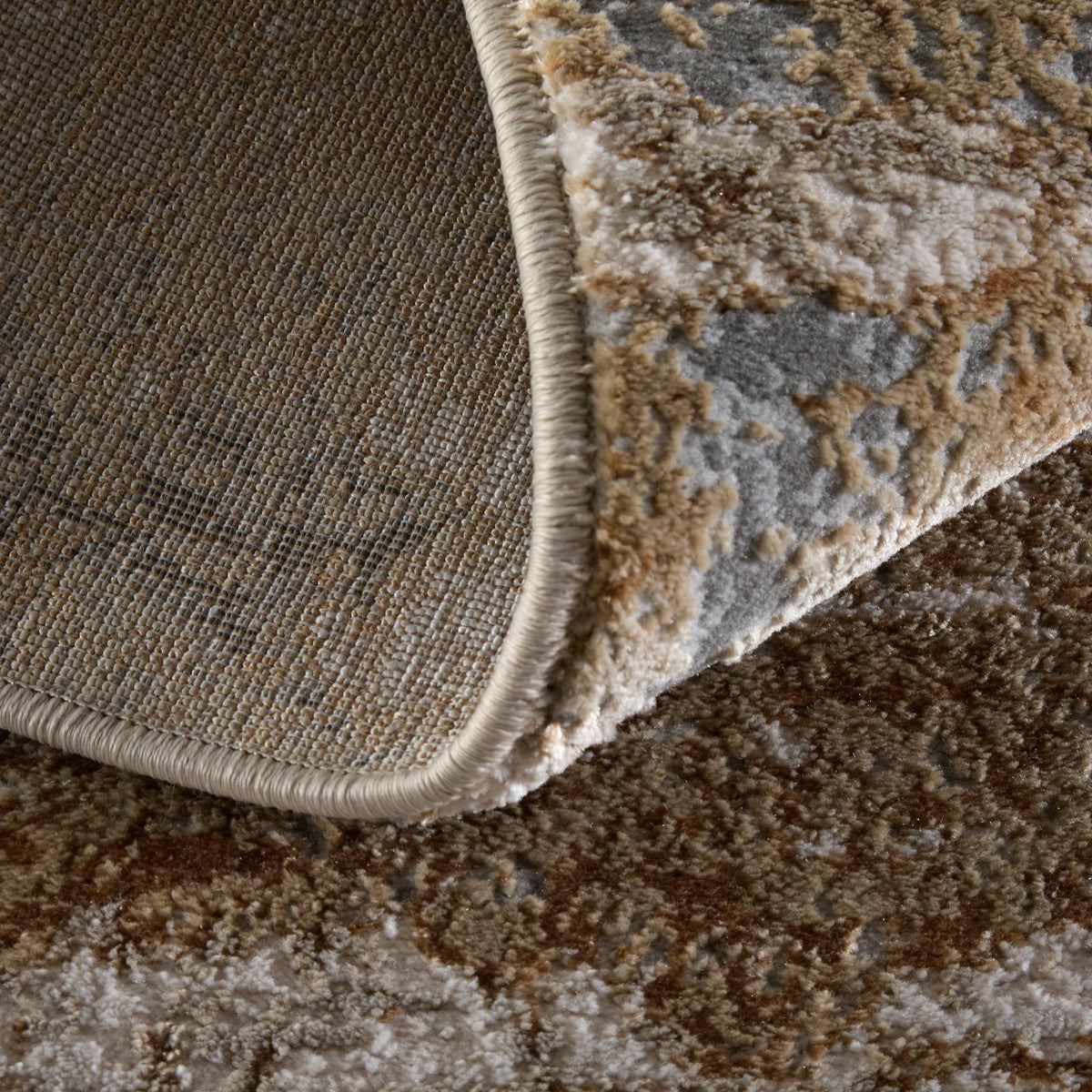 Feizy Aura 3567F Modern Abstract Rug in Ivory/Gold/Gray