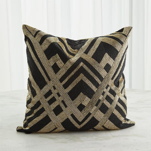 Global Views Woven Lines Pillow - Black/Gold