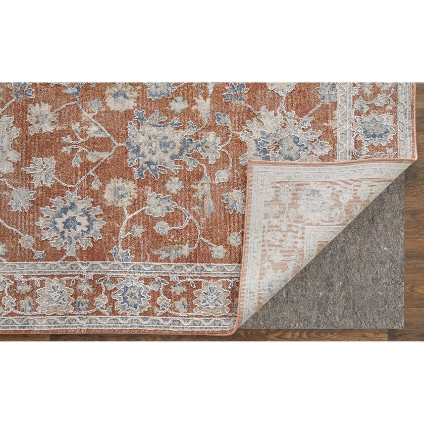 Feizy Pasha 39M7F Transitional Floral & Botanical in Red/Ivory/Blue