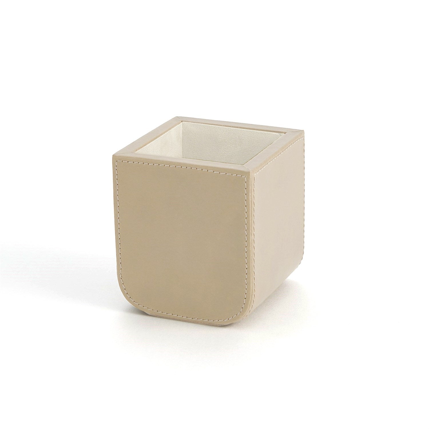 Global Views Radius Edge Leather Desk Accessories - Beige