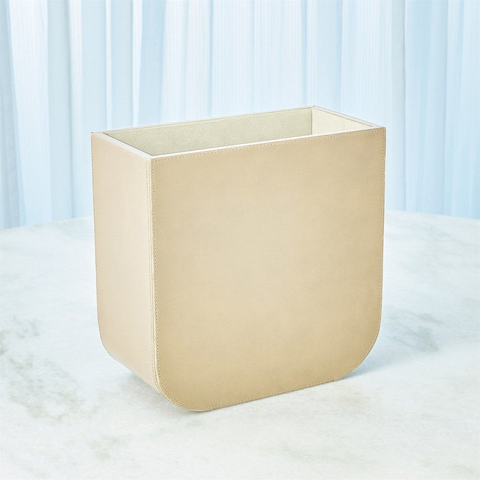 Global Views Radius Edge Leather Desk Accessories - Beige