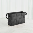 Global Views Soft Woven Leather Basket - Black