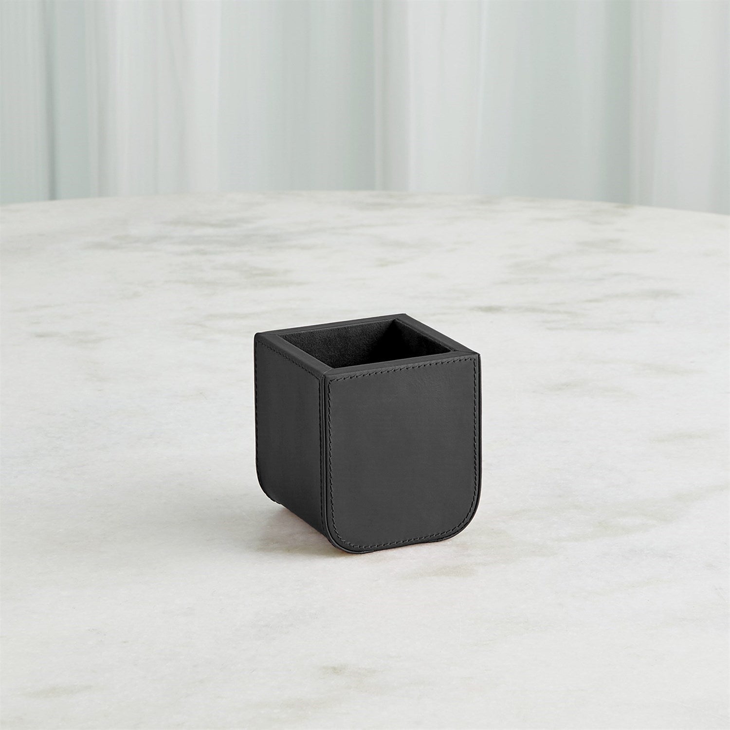 Global Views Radius Edge Leather Desk Accessories - Black