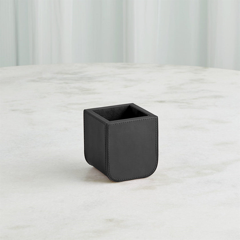 Global Views Radius Edge Leather Desk Accessories - Black