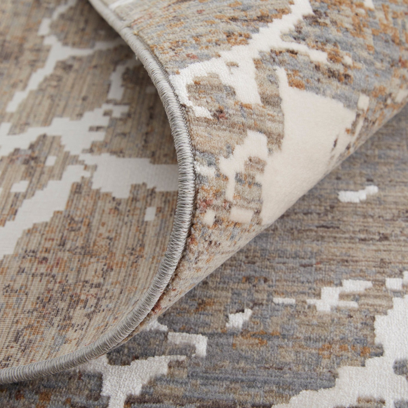 Feizy Pryor 39NHF Modern Abstract in Taupe/Brown/White