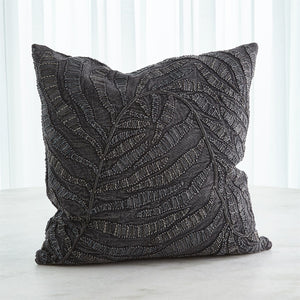 Global Views Beaded Palm Leaf Pillow - Indigo