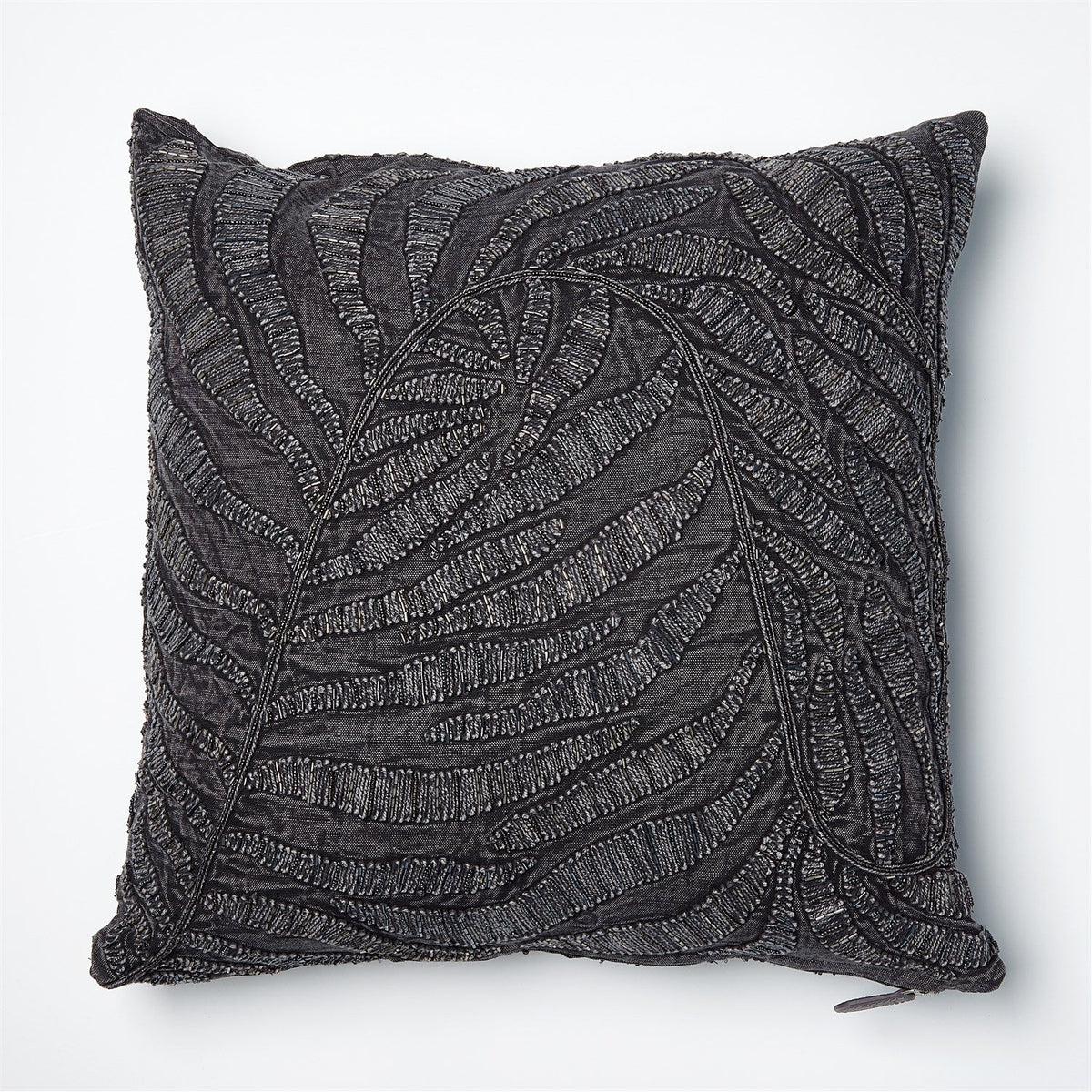Global Views Beaded Palm Leaf Pillow - Indigo