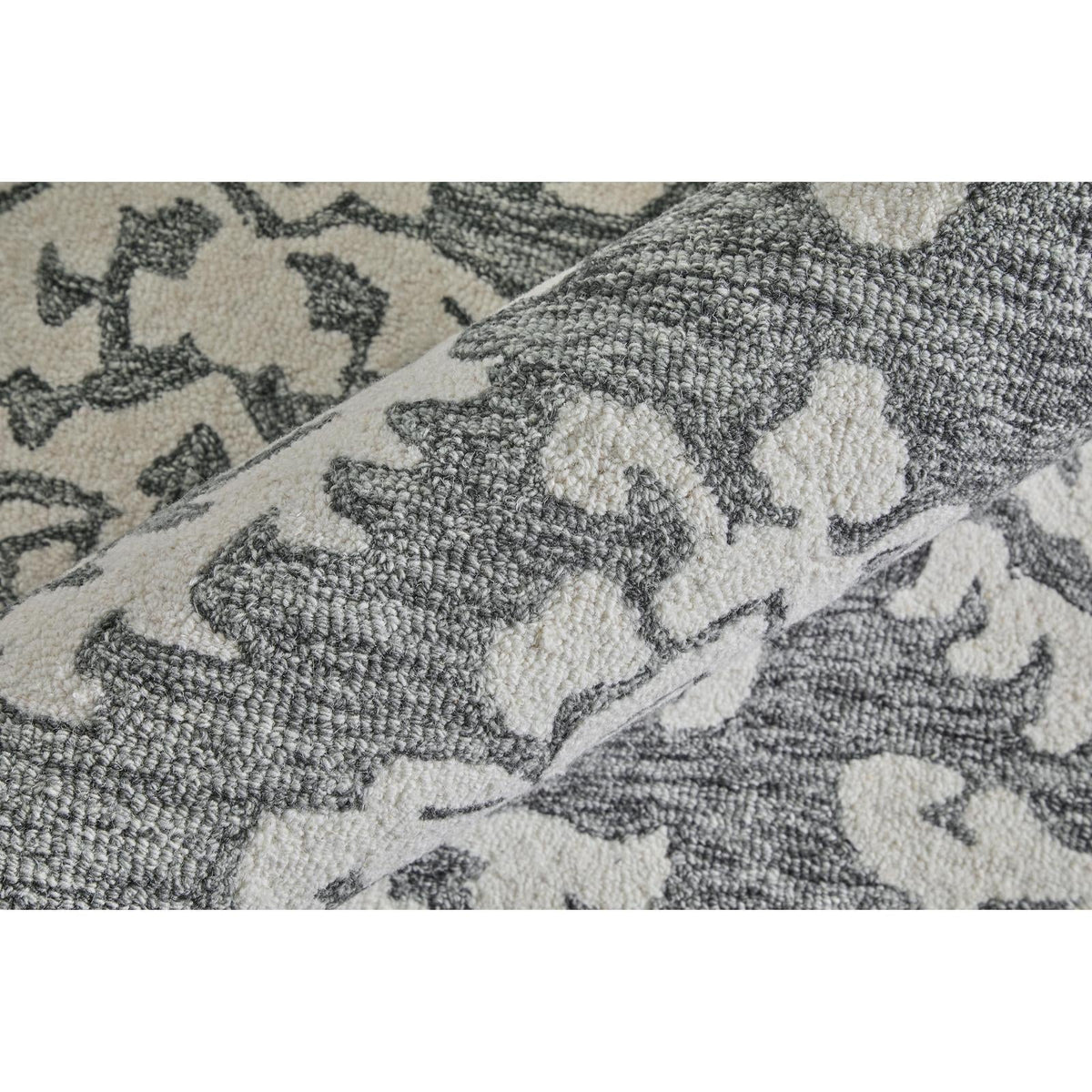 Feizy Belfort 8A26F Traditional Floral & Botanical Rug in Gray/Ivory/Black