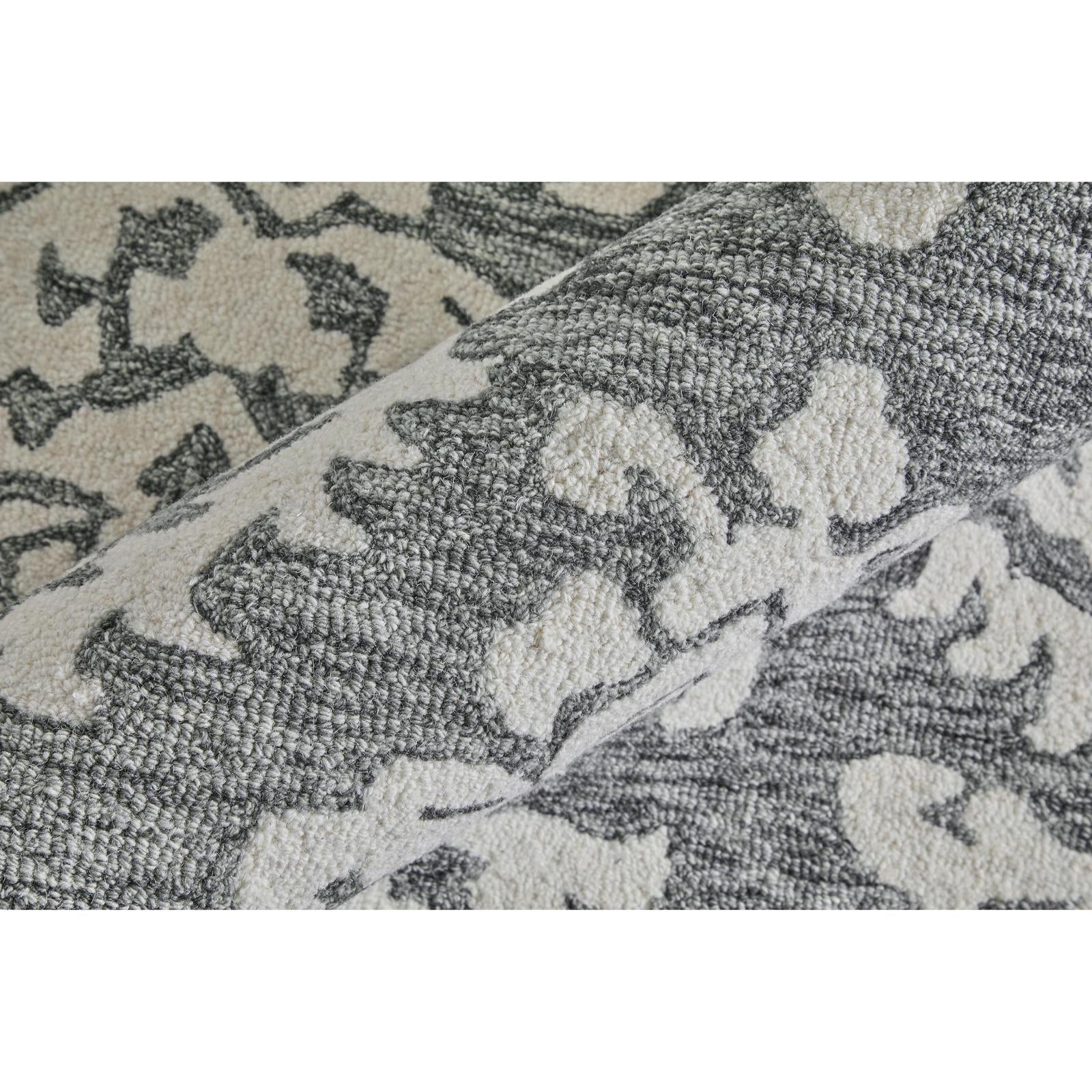 Feizy Belfort 8A26F Traditional Floral & Botanical Rug in Gray/Ivory/Black
