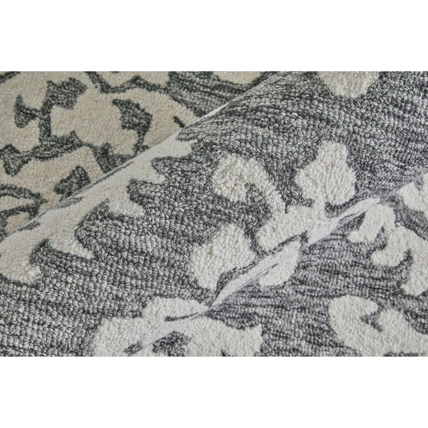 Feizy Belfort 8A26F Traditional Floral & Botanical Rug in Gray/Ivory/Black