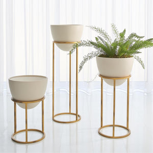 Global Views Wise Egg Antique Gold Leaf Planter