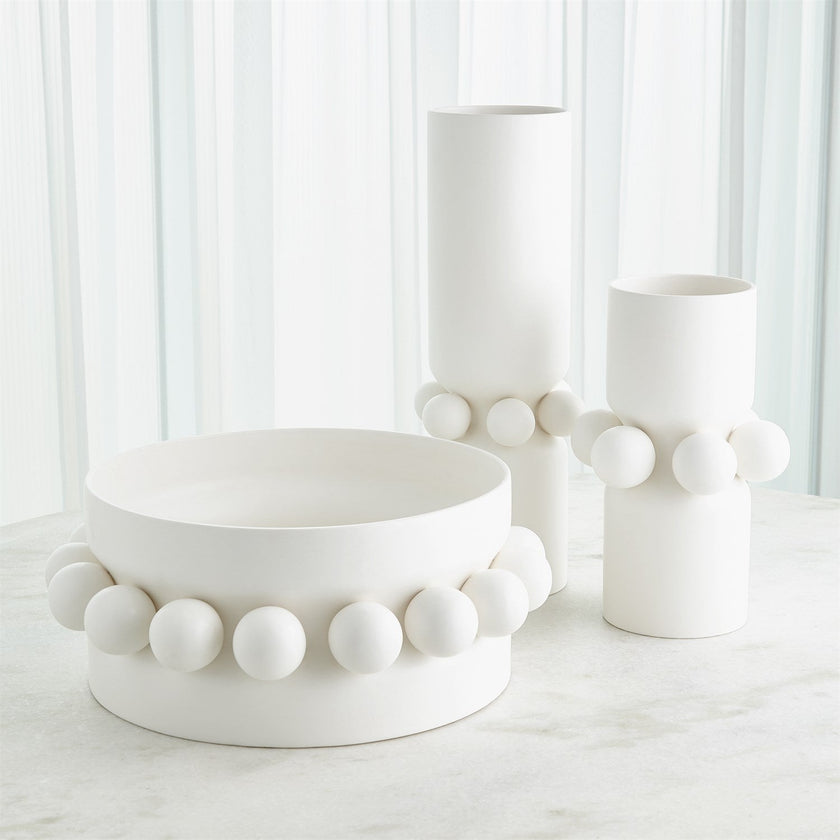Global Views Hera Vase & Bowl - Matte White