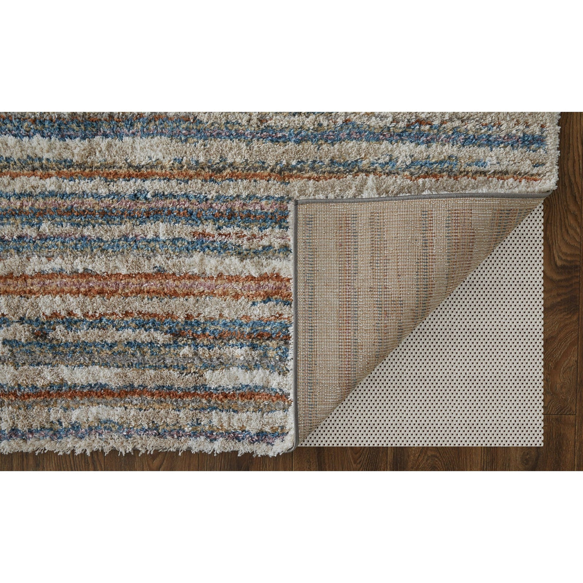 Feizy Mynka 39IEF Transitional Stripes in Ivory/Blue/Orange