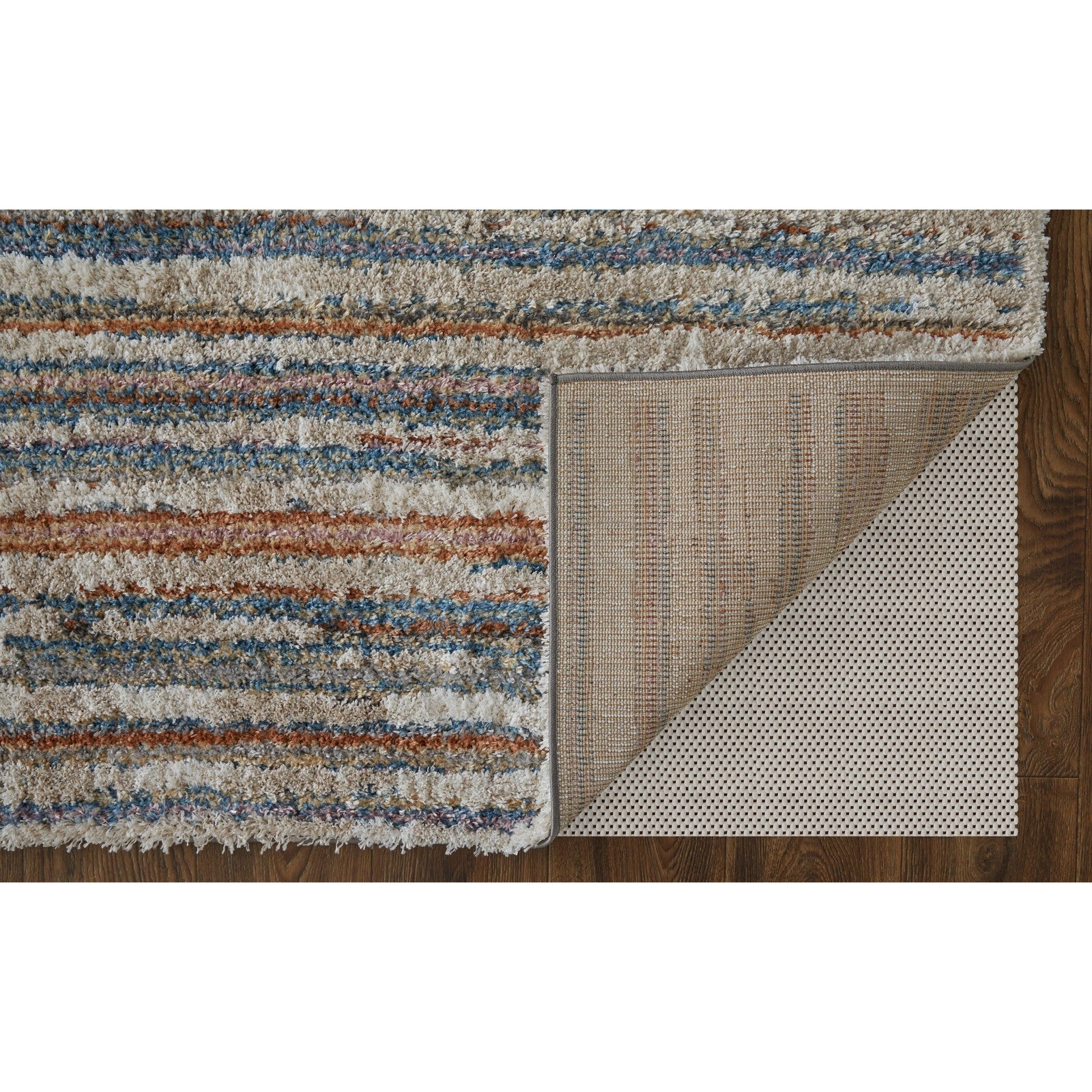 Feizy Mynka 39IEF Transitional Stripes in Ivory/Blue/Orange