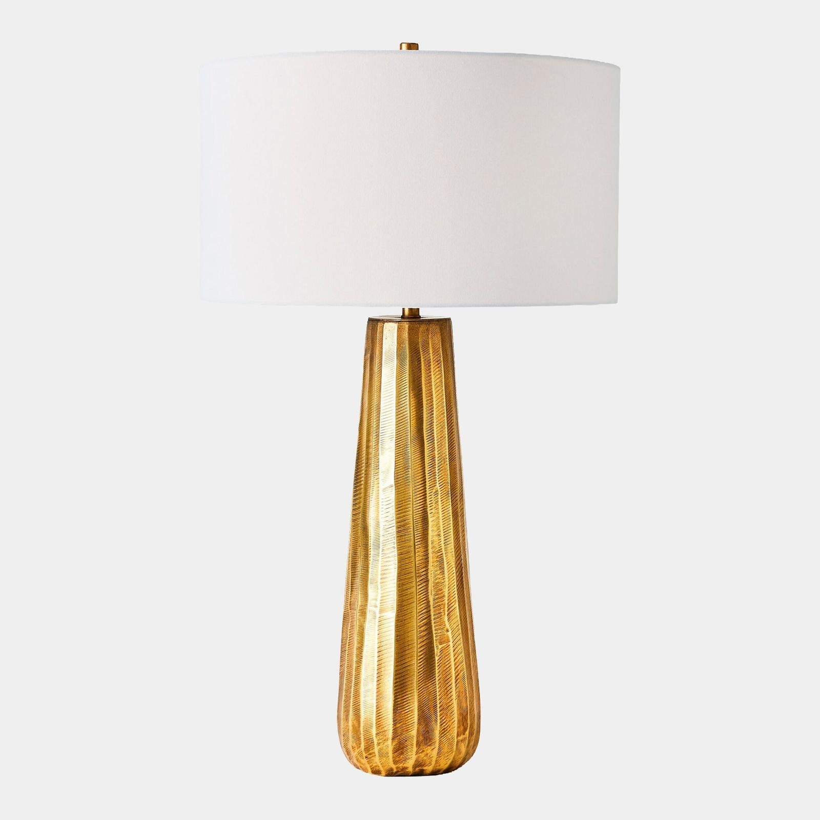 Global Views Chased Round Table Lamp Antique Brass