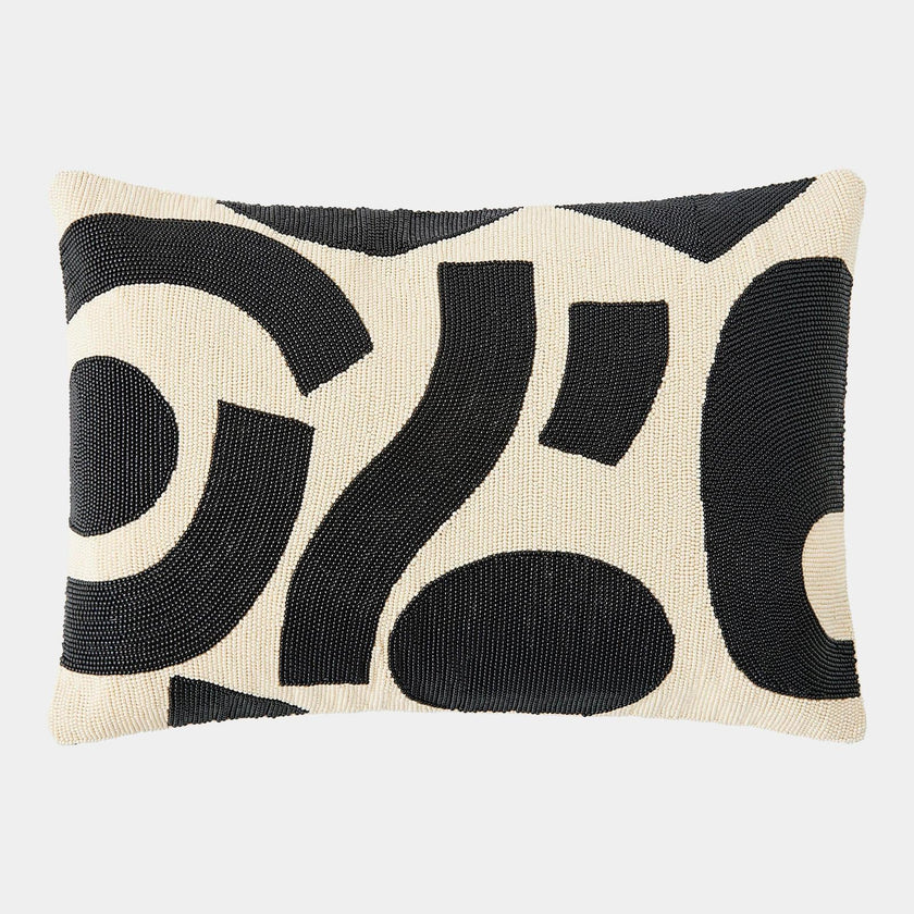 Global Views Puzzle Beaded Lumbar Pillow