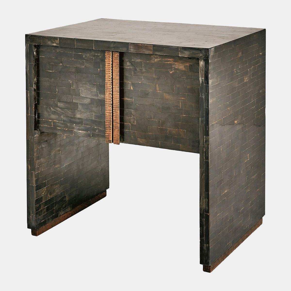 Global Views Bjorn Horn Black Inlay Bedside Table