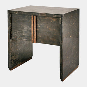 Global Views Bjorn Horn Black Inlay Bedside Table
