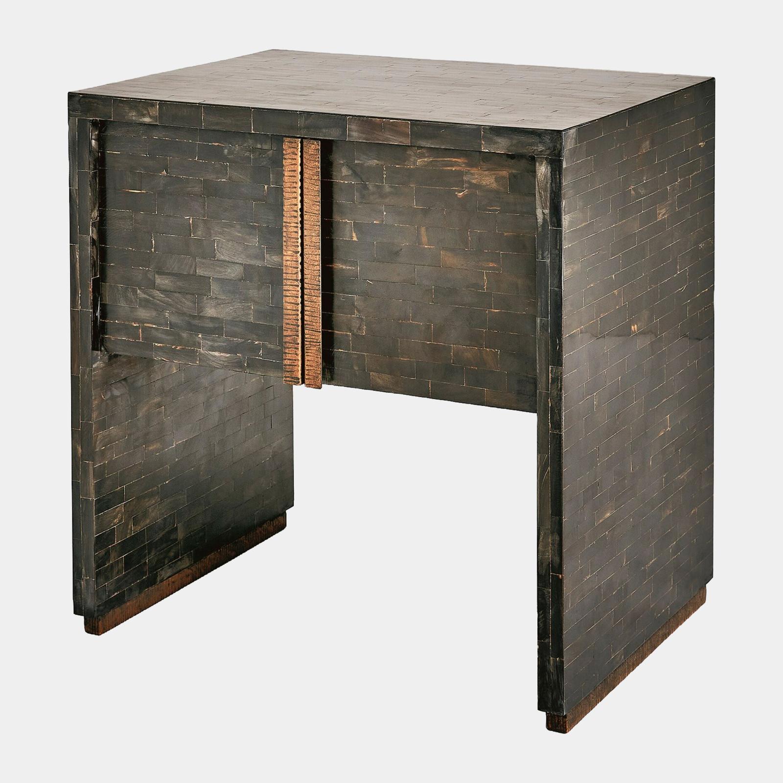 Global Views Bjorn Horn Black Inlay Bedside Table