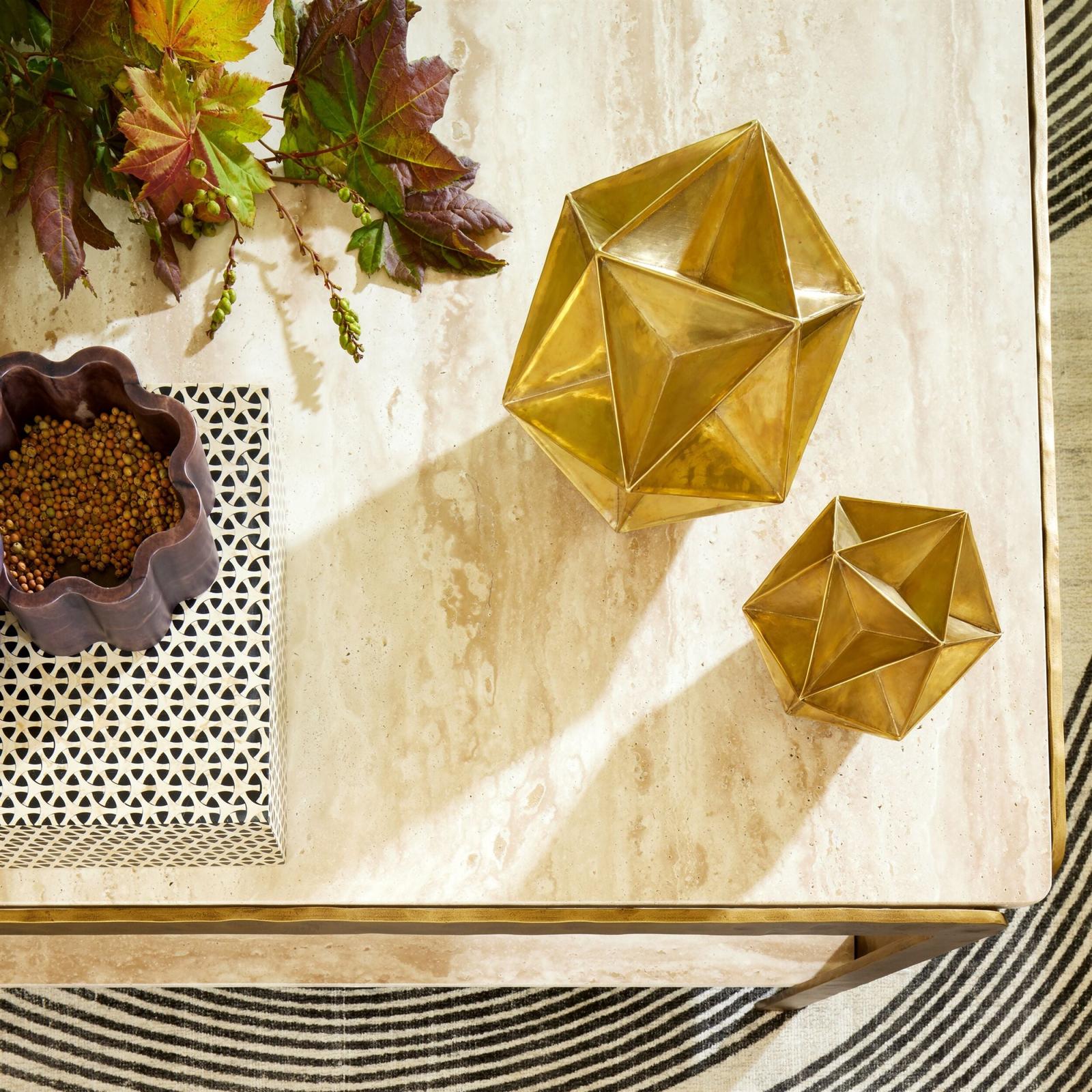 Global Views Kraft Light Bronze and Travertine Console