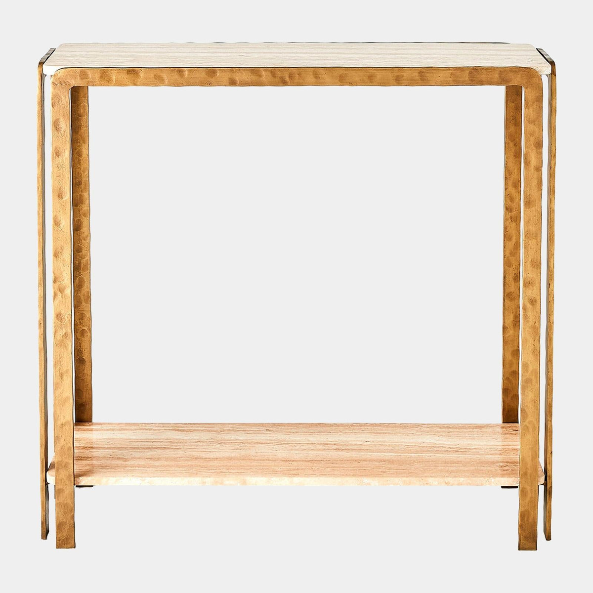 Global Views Kraft Light Bronze and Travertine Console