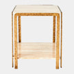 Global Views Kraft Light Bronze and Travertine Side Table