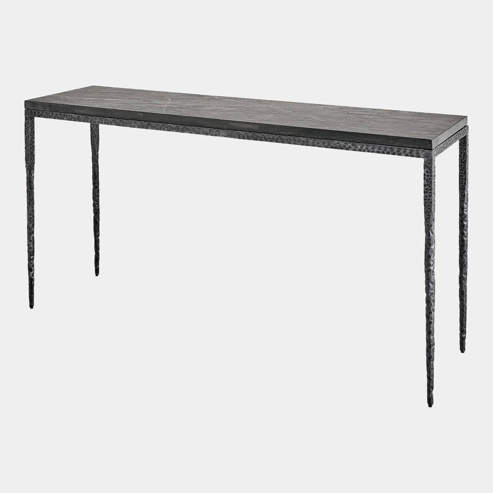 Global Views Forrester Blackened Flamed Marble Console