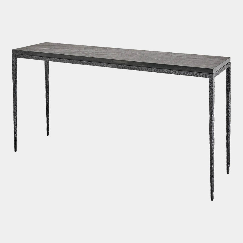 Global Views Forrester Blackened Flamed Marble Console