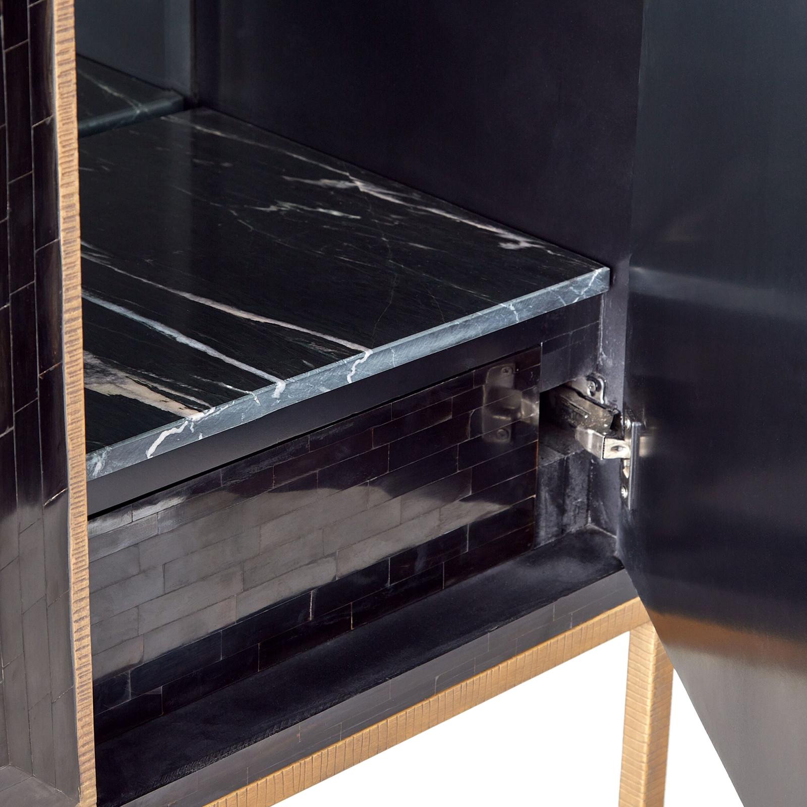 Global Views Bjorn Horn Black Inlay Bar Cabinet