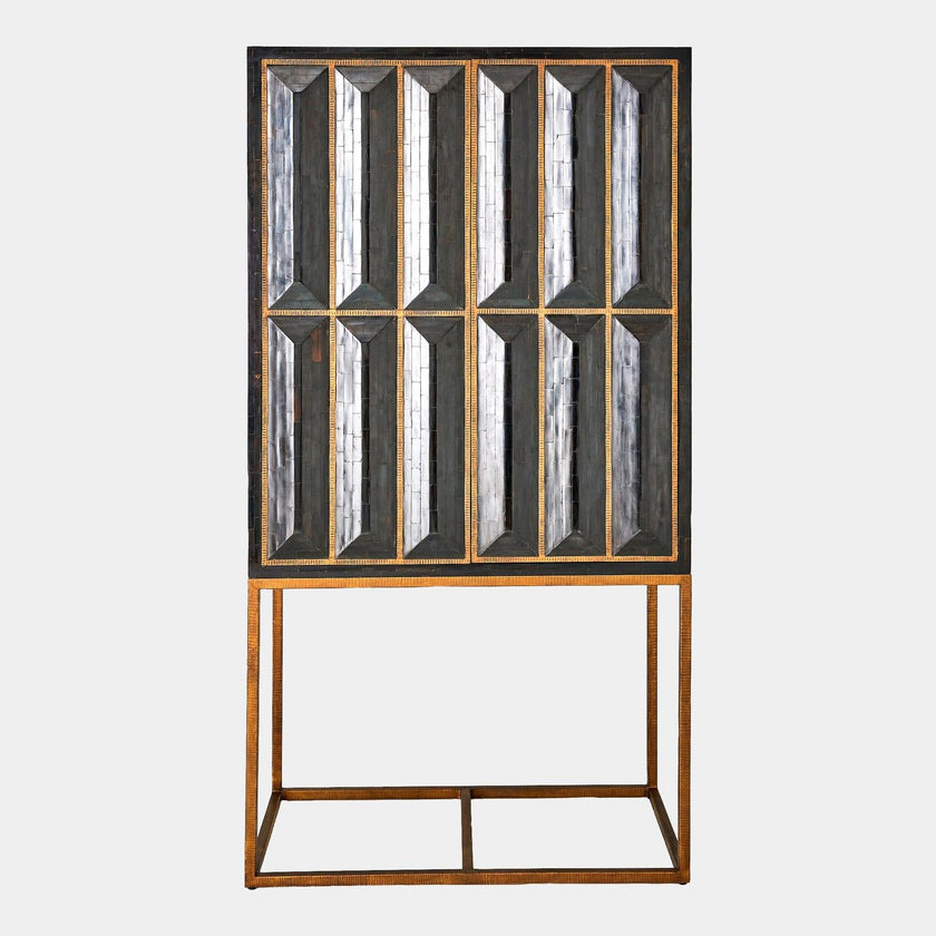 Global Views Bjorn Horn Black Inlay Bar Cabinet