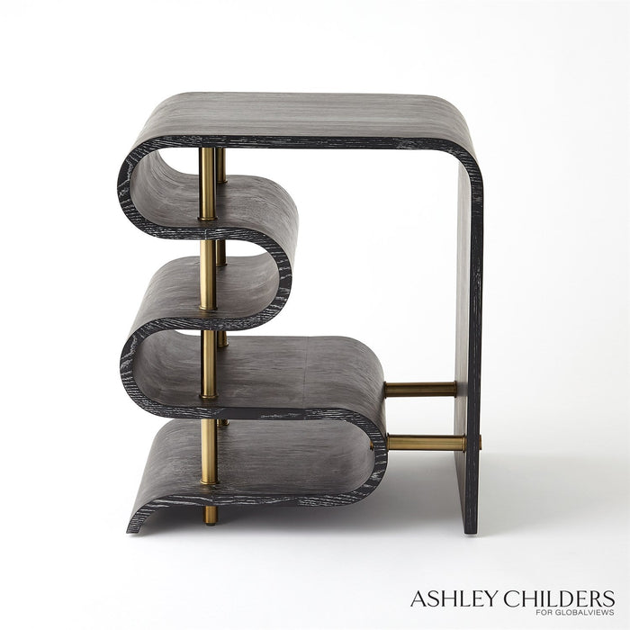 Global Views Traverse Side Table - Ebony Cerused by Ashley Childers