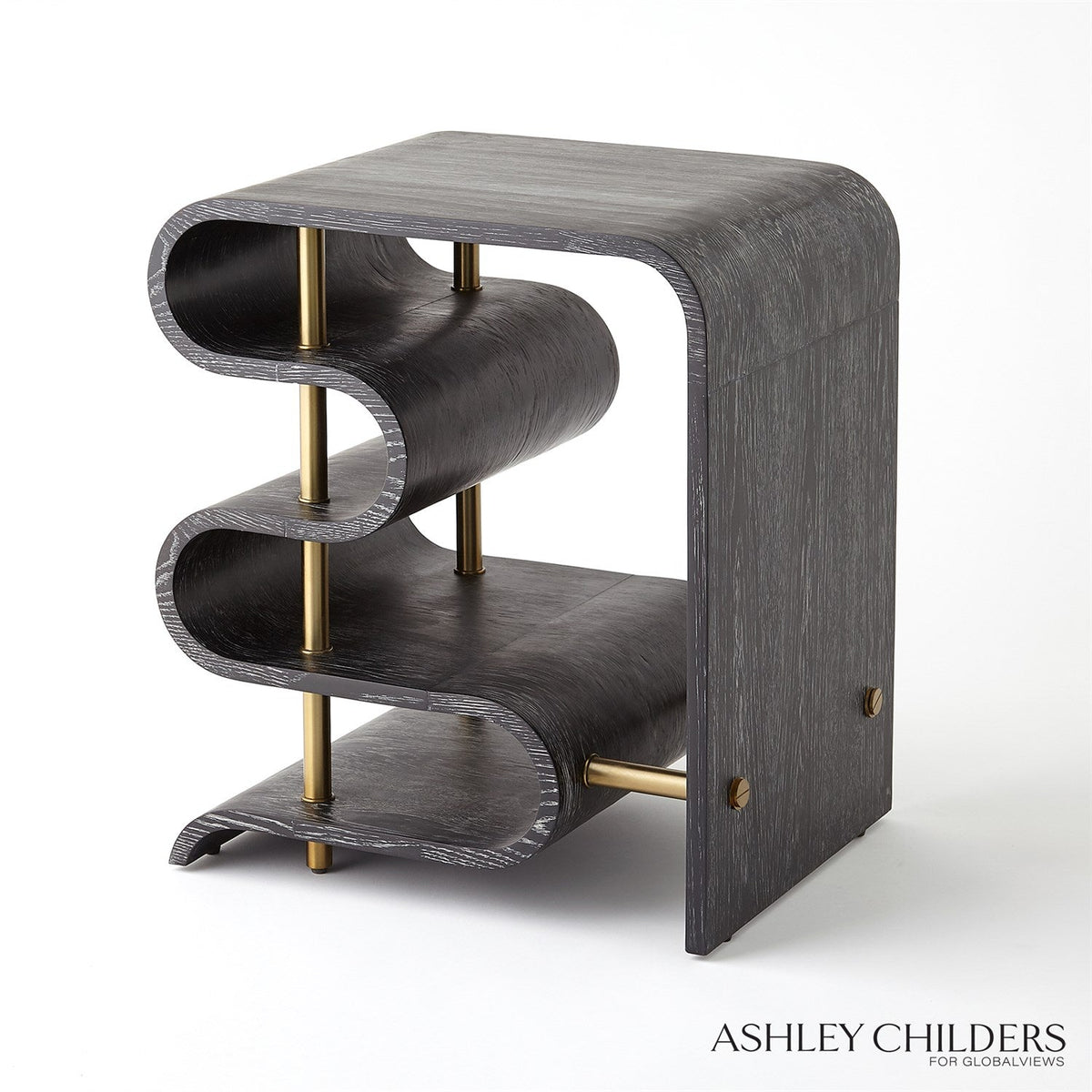 Global Views Traverse Side Table - Ebony Cerused by Ashley Childers