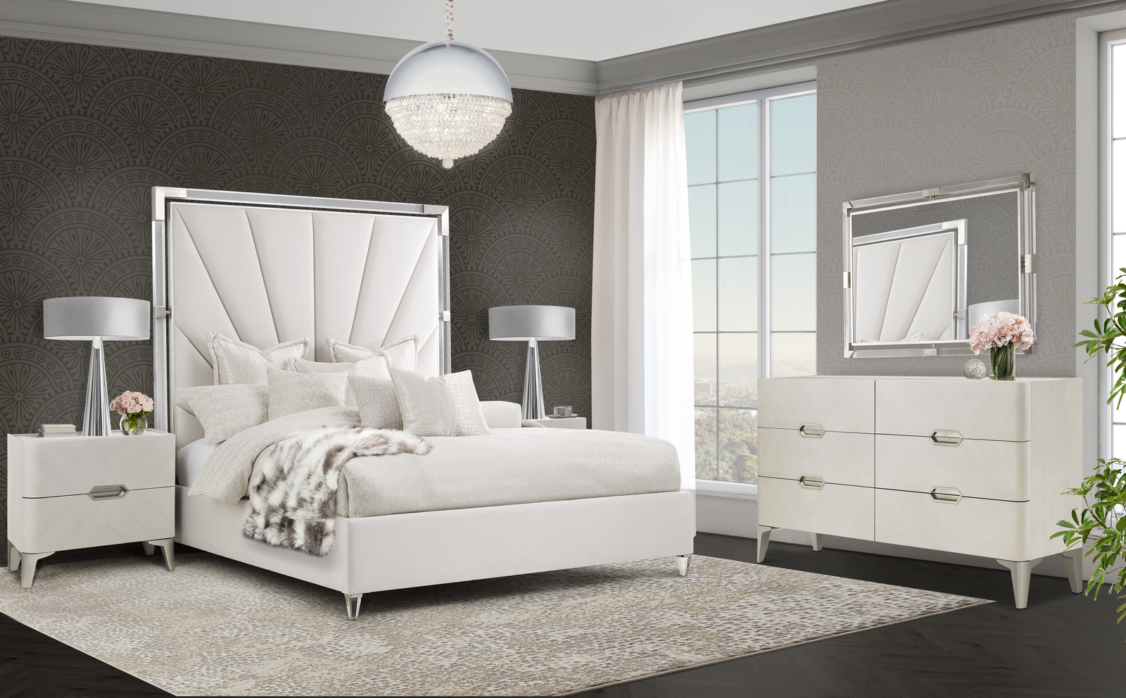Michael Amini Penthouse Bed - Ash Gray