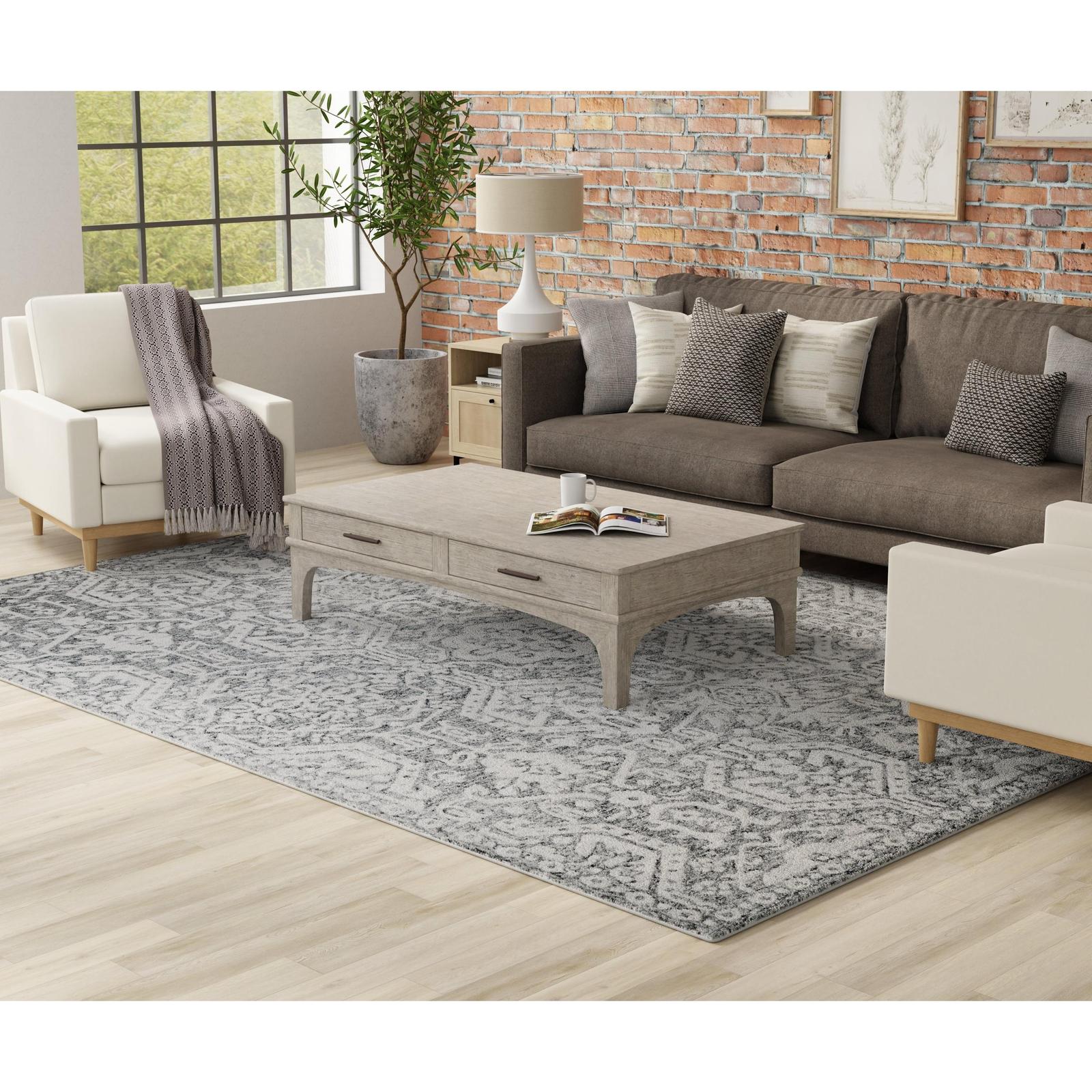 Feizy Belfort 8A27F Traditional Geometric Rug in Gray/White