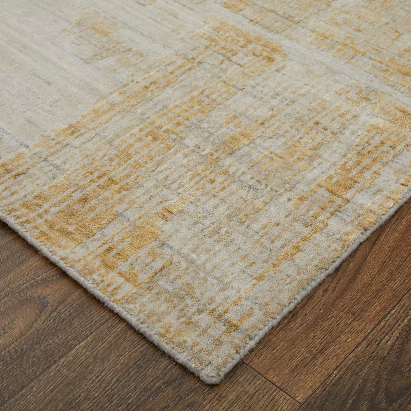 Feizy Eastfield 69FTF Modern Abstract Rug in Yellow/Ivory/Gold