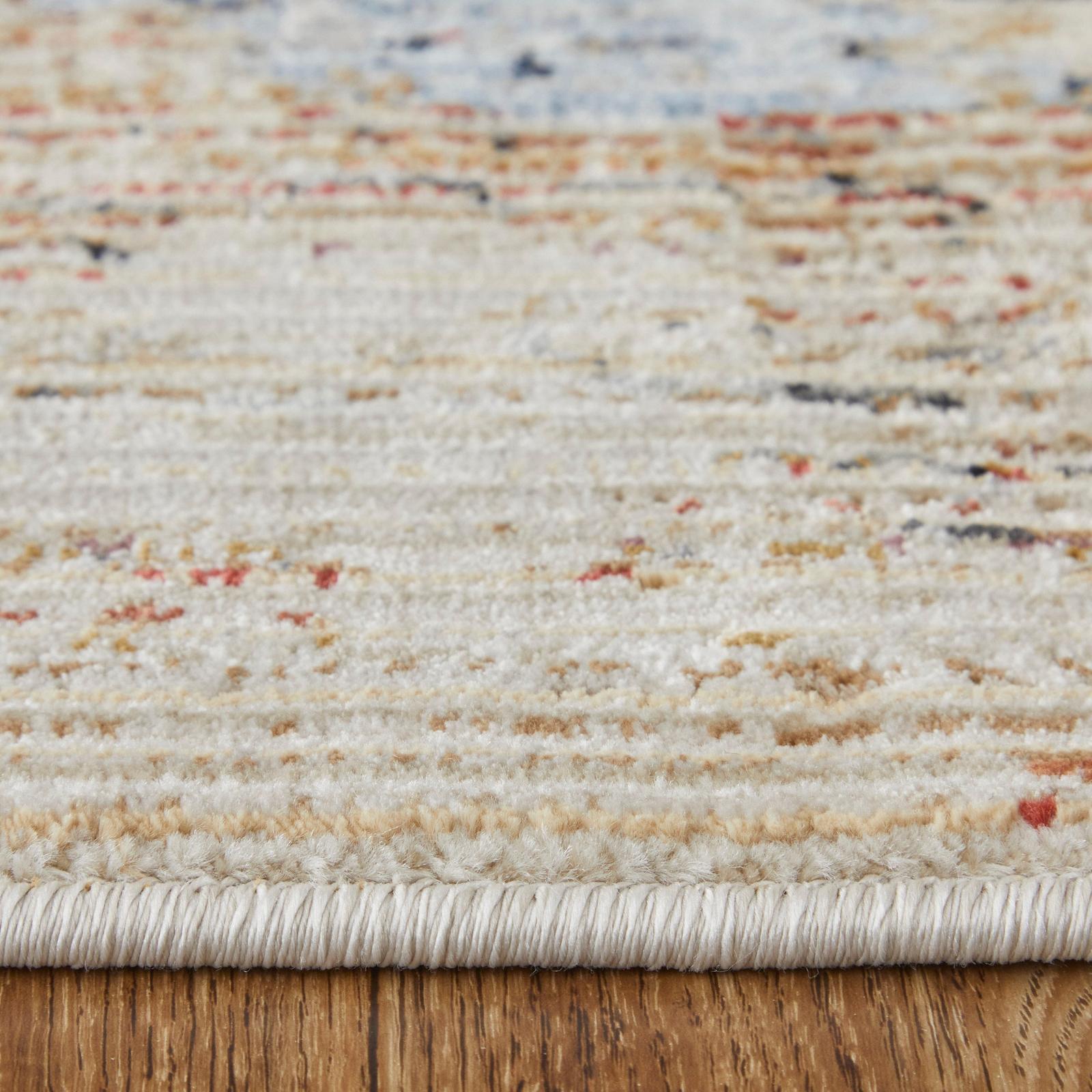 Feizy Sonora 39NWF Modern Abstract Rug in Tan/Blue/Gray