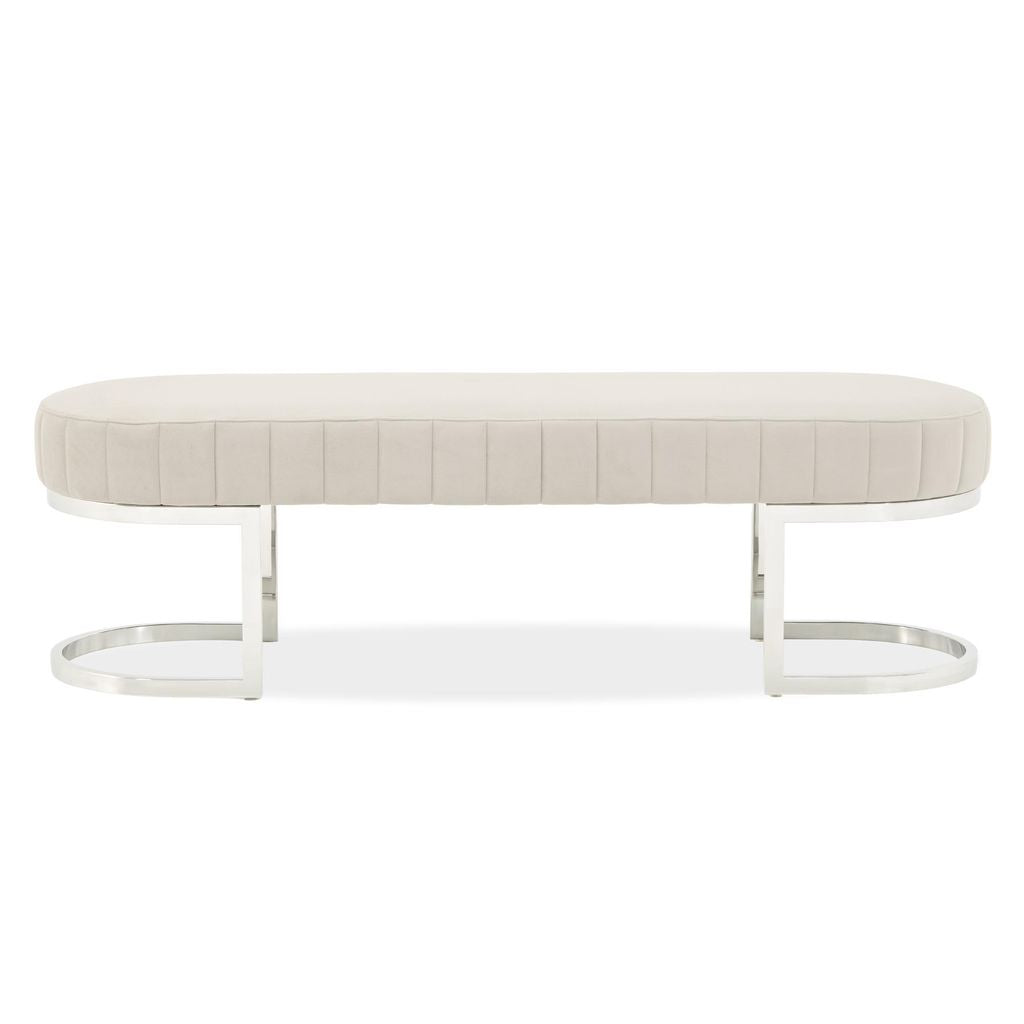 Michael Amini Orchid Velvet Accent Bench - Gray/Chrome