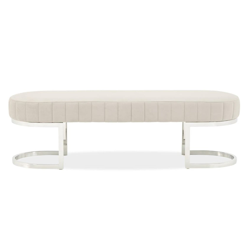 Michael Amini Orchid Velvet Accent Bench - Gray/Chrome