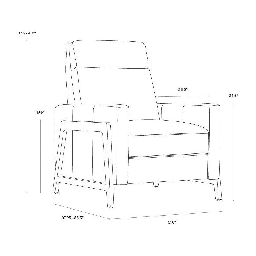 Sunpan Brandon Recliner - Shalimar Tobacco Leather