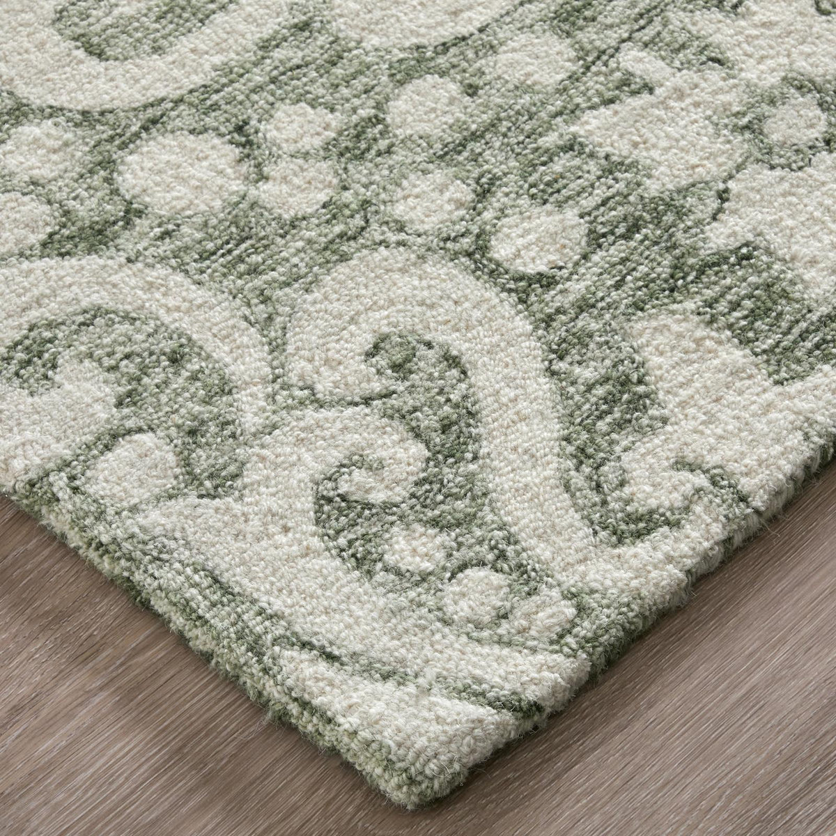 Feizy Belfort 8A28F Traditional Floral & Botanical Rug in Ivory/Green