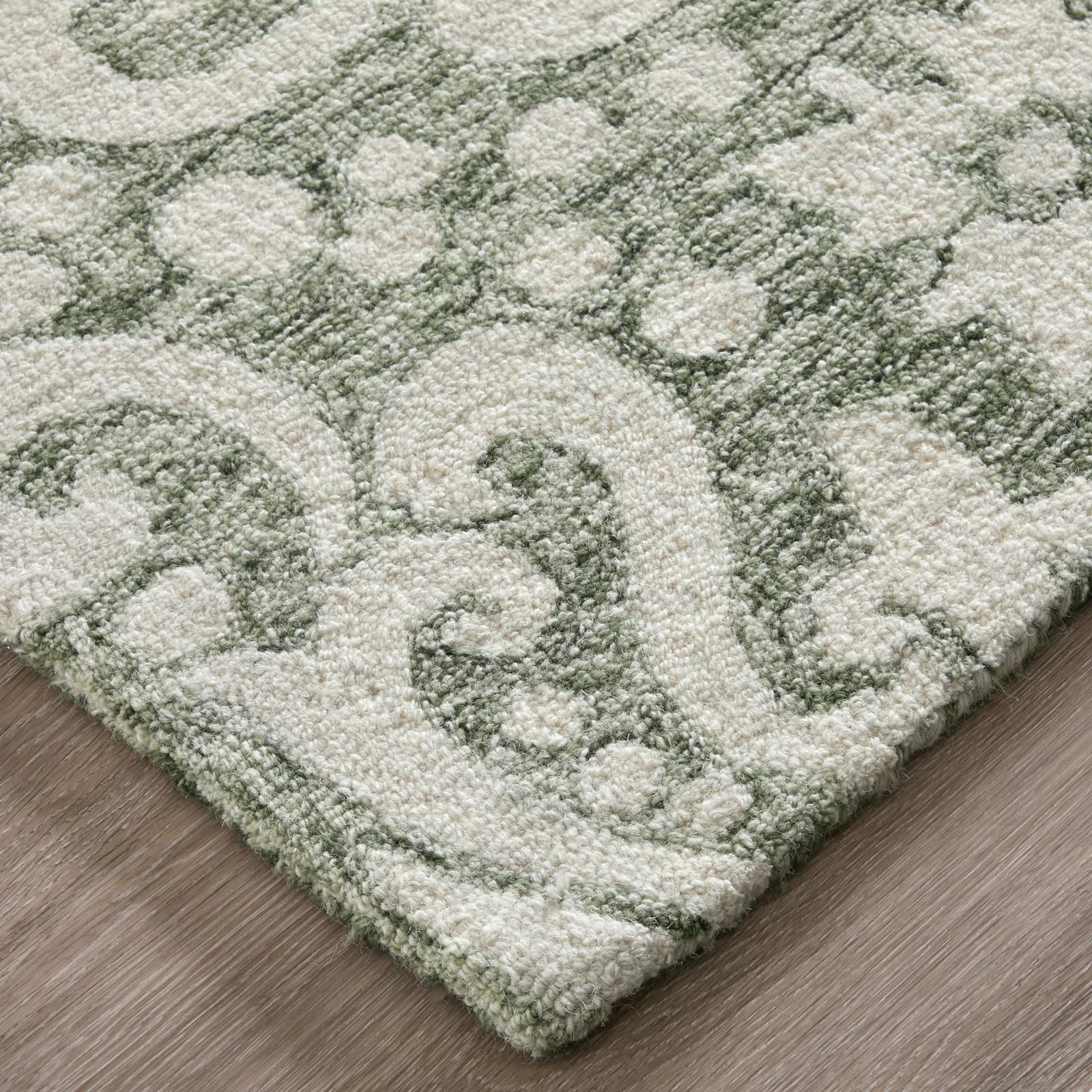 Feizy Belfort 8A28F Traditional Floral & Botanical Rug in Ivory/Green