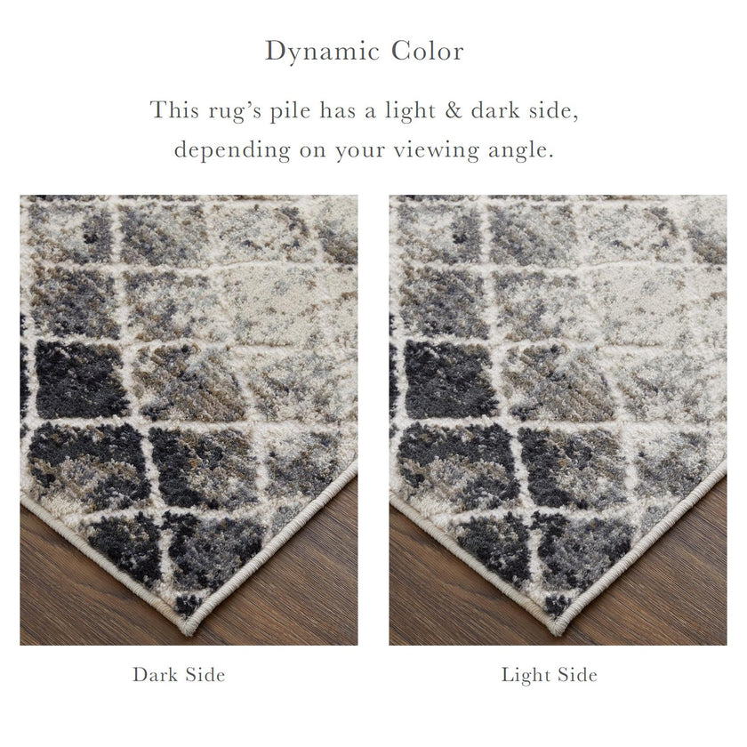Feizy Kano 3873F Transitional Diamond Rug in Ivory/Gray/Taupe