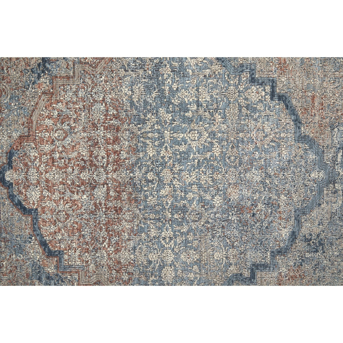 Feizy Marquette 39GVF Transitional Medallion in Blue/Red/Gray