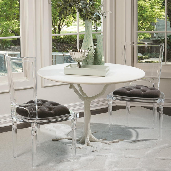 Global Views White Faux Bois Dining Table
