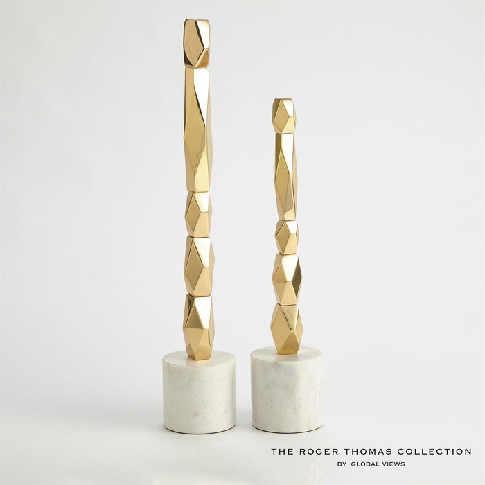 Global Views Facet Block Sculpture - Brass