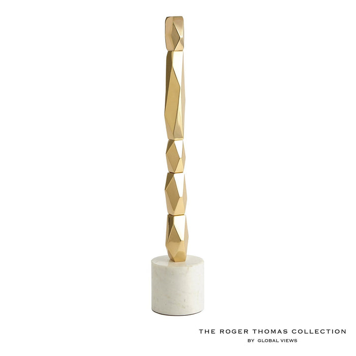 Global Views Facet Block Sculpture - Brass