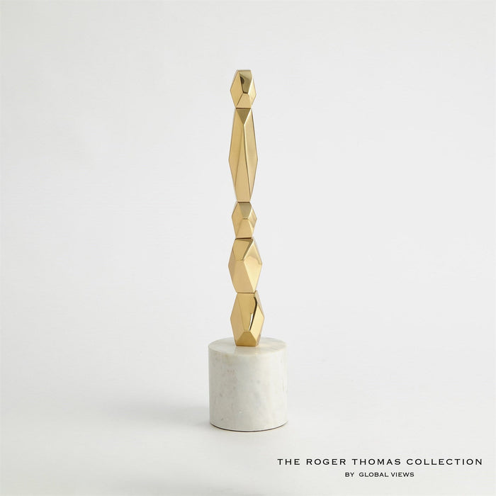 Global Views Facet Block Sculpture - Brass