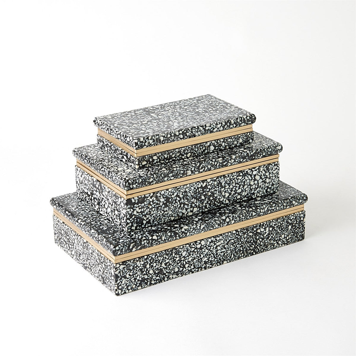Global Views Black White Terrazzo Box