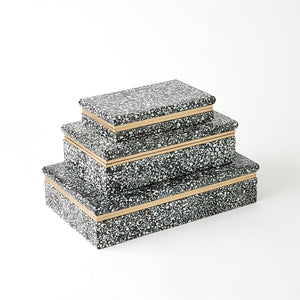 Global Views Black White Terrazzo Box