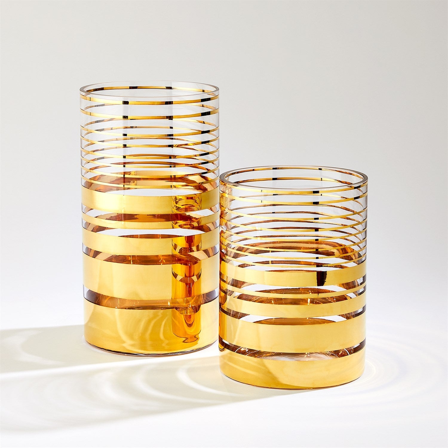 Global Views Shimmering Gold Striped Vase Hurricane Clearance